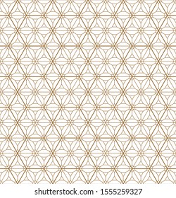 Seamless pattern based on Japanese ornament Kumiko.Golden color.Average and thin lines.
