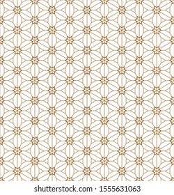 Seamless pattern based on Japanese ornament Kumiko.Golden color.Average and thin lines.