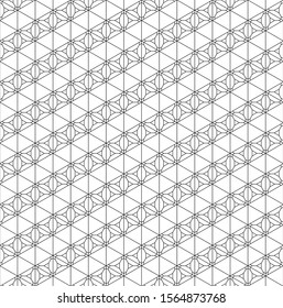 Seamless pattern based on Japanese ornament Kumiko.Black and white.Thin lines.The angular direction.