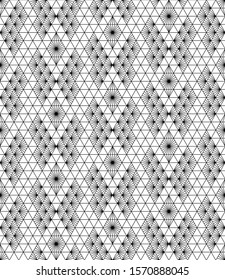 Seamless pattern based on japanese ornament Kumiko Black and white silhouette.Average thickness lines.