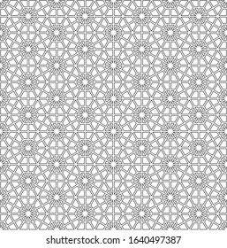 Seamless pattern based on Japanese ornament Kumiko.Black and white.