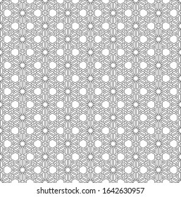 Seamless pattern based on Japanese ornament Kumiko.Black and white.