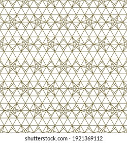Seamless pattern based on japanese style Kumiko.Average thickness lines.Brown color.