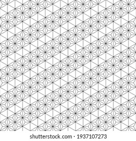 Seamless pattern based on Japanese woodwork craft Kumiko zaiku . Black and white.Thin lines.