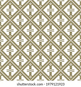 Seamless pattern based on Japanese traditiolal craft kogin .Circles .