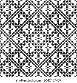 Seamless pattern based on Japanese traditiolal craft kogin .Circles .