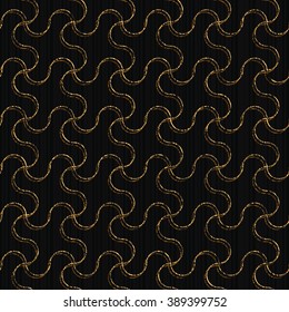 Seamless pattern based on japanese sashiko motif. Golden color. Sashiko with waves. Abstract geometric backdrop. Wavy lines. For decoration or printing on fabric.