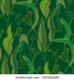 Seamless pattern based on linden tree sketch