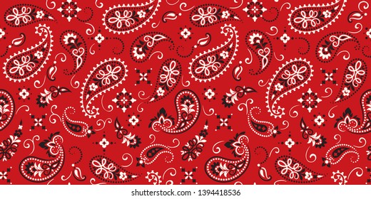 Seamless pattern based on ornament paisley Bandana Print. Boho vintage style vector background. Silk neck scarf or kerchief square pattern design style, best motive for print on fabric or papper. svg