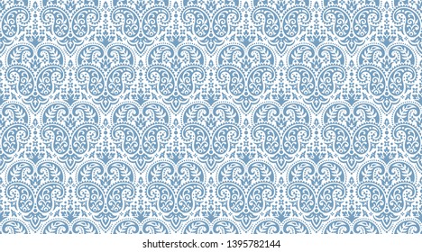 Seamless pattern based on ornament paisley Bandana Print. Boho vintage style vector background. Silk neck scarf or kerchief square pattern design style, best motive for print on fabric or papper.