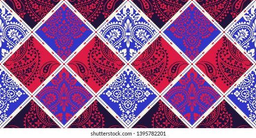 Seamless pattern based on ornament paisley Bandana Print. Vector ornament paisley Bandana Print. Silk neck scarf or kerchief square pattern design style, best motive for print on fabric or papper.