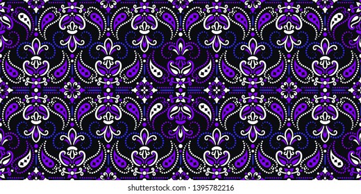 Seamless pattern based on ornament paisley Bandana Print. Vector ornament paisley Bandana Print. Silk neck scarf or kerchief square pattern design style, best motive for print on fabric or papper.