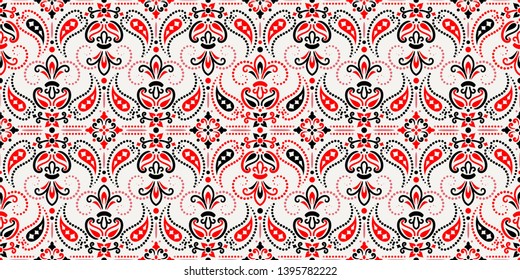 Seamless pattern based on ornament paisley Bandana Print. Vector ornament paisley Bandana Print. Silk neck scarf or kerchief square pattern design style, best motive for print on fabric or papper.