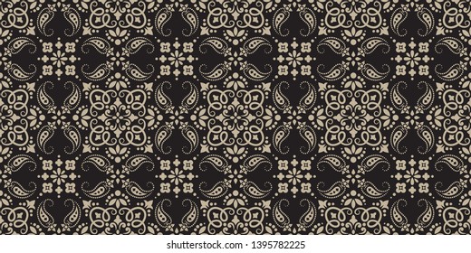 Seamless pattern based on ornament paisley Bandana Print. Vector ornament paisley Bandana Print. Silk neck scarf or kerchief square pattern design style, best motive for print on fabric or papper.