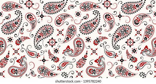 Seamless pattern based on ornament paisley Bandana Print. Vector ornament paisley Bandana Print. Silk neck scarf or kerchief square pattern design style, best motive for print on fabric or papper. svg