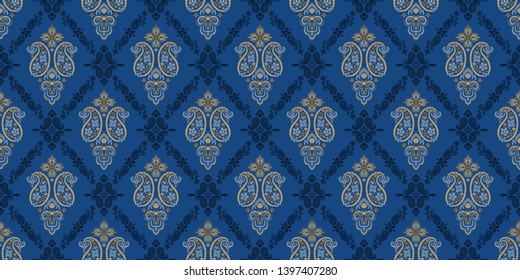 Seamless pattern based on ornament paisley Bandana Print. Vector ornament paisley Bandana Print. Silk neck scarf or kerchief square pattern design style, best motive for print on fabric or papper.