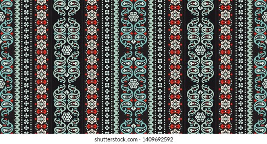 Seamless pattern based on ornament paisley Bandana Print. Boho vintage style vector background. Silk neck scarf or kerchief square pattern design style, best motive for print on fabric or papper.