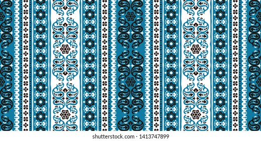 Seamless pattern based on ornament paisley Bandana Print. Boho vintage style vector background. Silk neck scarf or kerchief square pattern design style, best motive for print on fabric or papper.