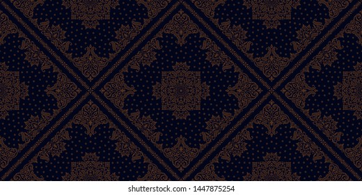 Seamless pattern based on ornament paisley Bandana Print. Boho vintage style vector background. Silk neck scarf or kerchief square pattern design style, best motive for print on fabric or papper.