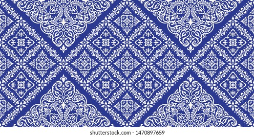 Seamless pattern based on ornament paisley Bandana Print. Boho vintage style vector background. Silk neck scarf or kerchief square pattern design style, best motive for print on fabric or papper.