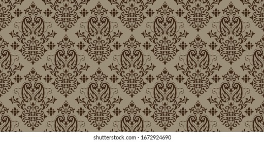 Seamless pattern based on ornament paisley Bandana Print. Boho vintage style vector background. Silk neck scarf or kerchief square pattern design style, best motive for print on fabric or papper.