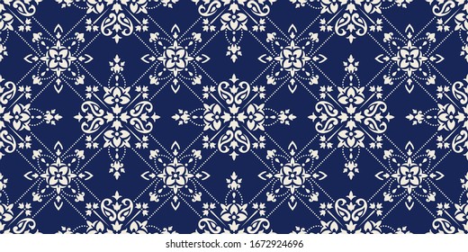 Seamless pattern based on ornament paisley Bandana Print. Boho vintage style vector background. Silk neck scarf or kerchief square pattern design style, best motive for print on fabric or papper.