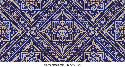 Seamless pattern based on ornament paisley Bandana Print. Boho vintage style vector background. Silk neck scarf or kerchief square pattern design style, best motive for print on fabric or papper.