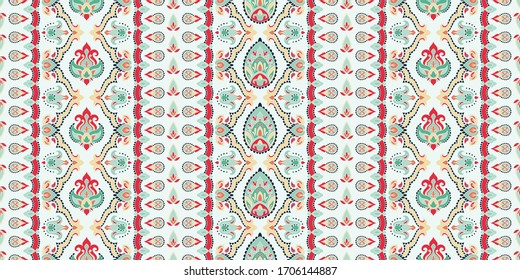Seamless pattern based on ornament paisley Print. Boho vintage style vector background. Silk neck scarf or kerchief square pattern design style, best motive for print on fabric or papper.