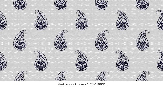 Seamless pattern based on ornament paisley Print. Boho vintage style vector background. Silk neck scarf or kerchief square pattern design style, best motive for print on fabric or papper.