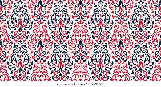Seamless pattern based on ornament paisley Bandana Print. Boho vintage style vector background. Silk neck scarf or kerchief square pattern design style, best motive for print on fabric or papper.