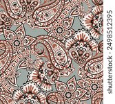 Seamless pattern based on traditional Asian elements Paisley. Traditional colorful seamless paisley vector pattern. Pattern for textile design or fabrics. Fashionable delicate design
