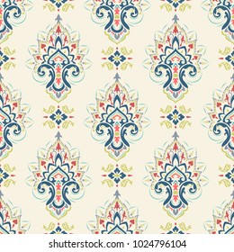 Seamless pattern based on traditional Asian elements Paisley. Boho vintage style vector background. Best motive for print on fabric or papper.