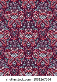 Seamless pattern based on traditional Asian elements Paisley. Boho vintage style vector background. Best motive for print on fabric or papper.