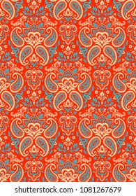Seamless pattern based on traditional Asian elements Paisley. Boho vintage style vector background. Best motive for print on fabric or papper.