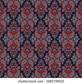 Seamless pattern based on traditional Asian elements Paisley. Boho vintage style vector background. Best motive for print on fabric or papper.