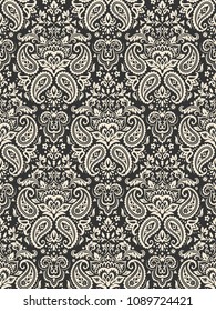 Seamless pattern based on traditional Asian elements Paisley. Boho vintage style vector background. Best motive for print on fabric or papper.