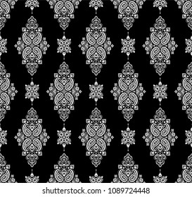 Seamless pattern based on traditional Asian elements Paisley. Boho vintage style vector background. Best motive for print on fabric or papper.