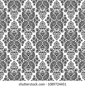 Seamless pattern based on traditional Asian elements Paisley. Boho vintage style vector background. Best motive for print on fabric or papper.