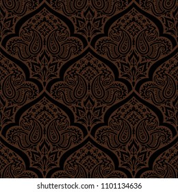 Seamless pattern based on traditional Asian elements Paisley. Boho vintage style vector background. Best motive for print on fabric or papper.