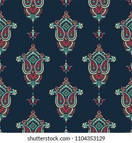 Seamless pattern based on traditional Asian elements Paisley. Boho vintage style vector background. Best motive for print on fabric or papper.