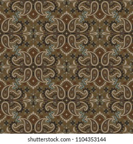 Seamless pattern based on traditional Asian elements Paisley. Boho vintage style vector background. Best motive for print on fabric or papper.