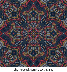 Seamless pattern based on traditional Asian elements Paisley. Boho vintage style vector background. Best motive for print on fabric or papper.