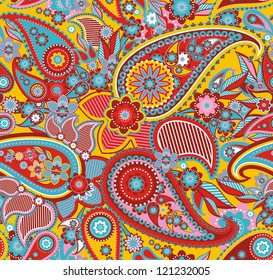 Seamless pattern based on traditional Asian elements Paisley