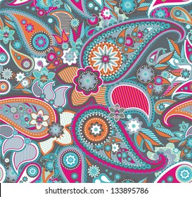 Seamless pattern based on traditional Asian elements Paisley