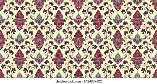 Seamless pattern based on traditional Asian elements Paisley. Boho vintage style vector background. Best motive for print on fabric or papper.
