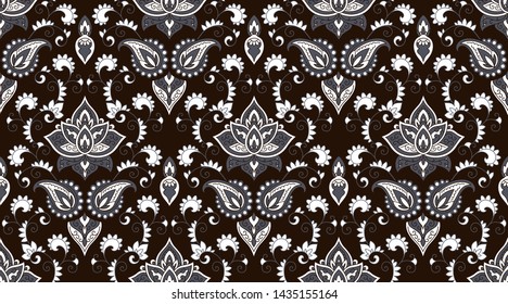 Seamless pattern based on traditional Asian elements Paisley. Boho vintage style vector background. Best motive for print on fabric or paper.