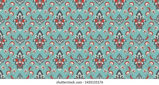 Seamless pattern based on traditional Asian elements Paisley. Boho vintage style vector background. Best motive for print on fabric or paper.