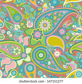 Seamless pattern based on traditional Asian elements Paisley