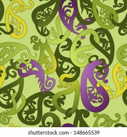 Seamless pattern based on traditional Asian elements Paisley.Vector illustration