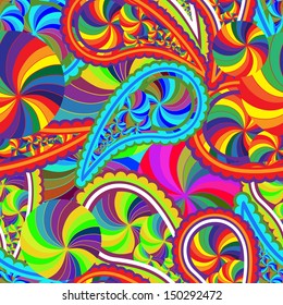 Seamless pattern based on traditional Asian elements Paisley